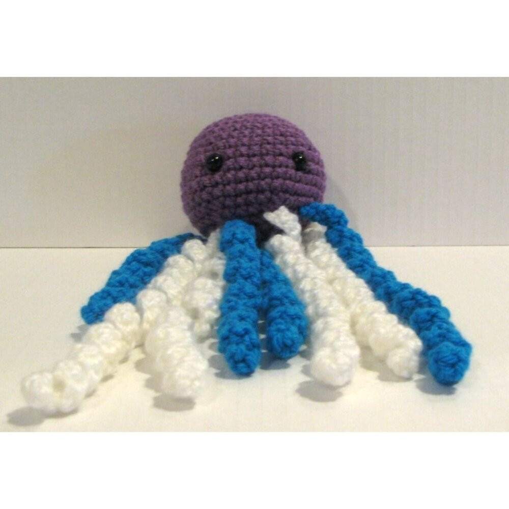 Handmade Crochet Amigurumi Jellyfish Purple White Blue Childrens Kids Baby